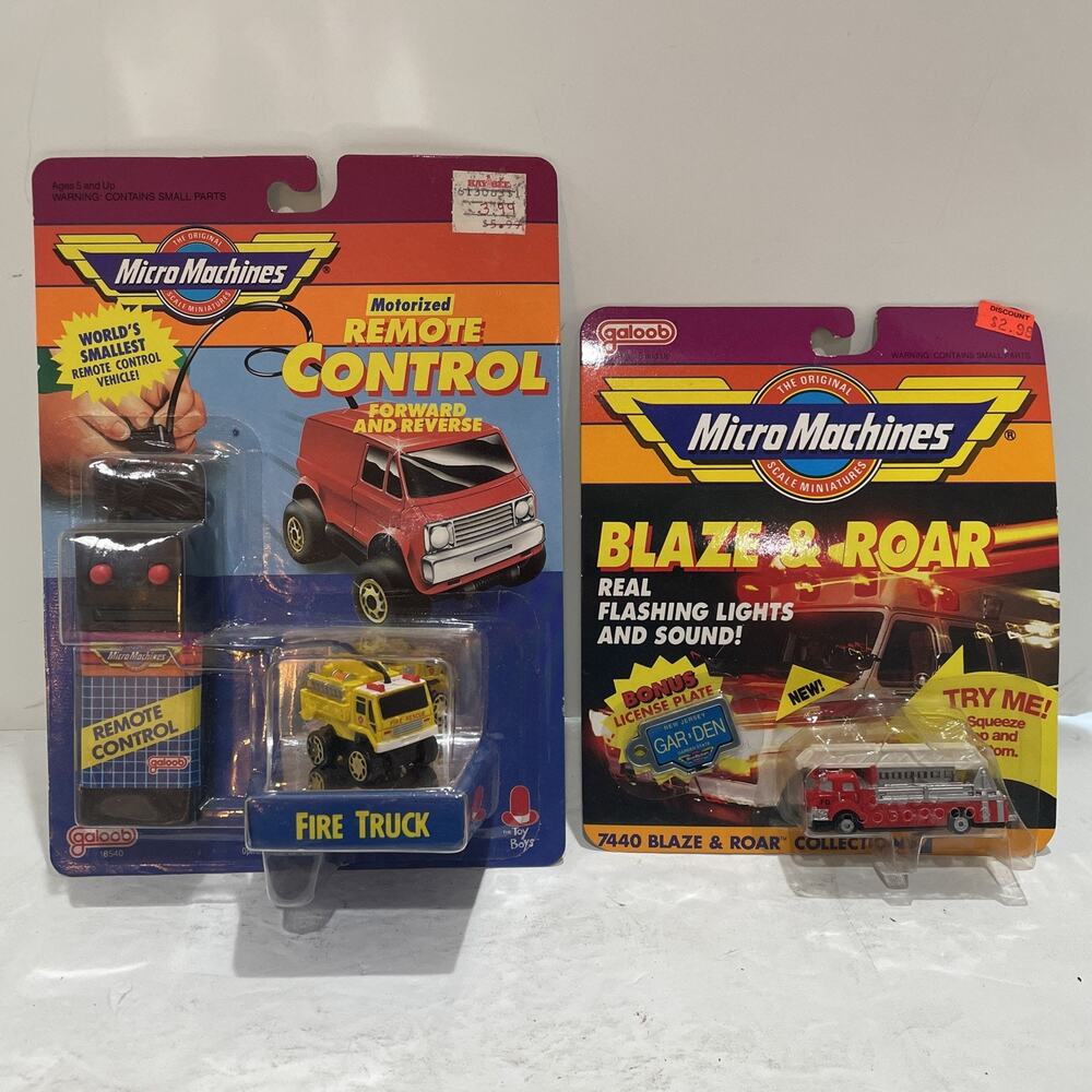 MICRO MACHINES Remote Control Fire Truck 1989 Sealed. And Blaze And Roar 7440